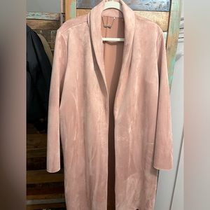 Tahari pink suede overcoat